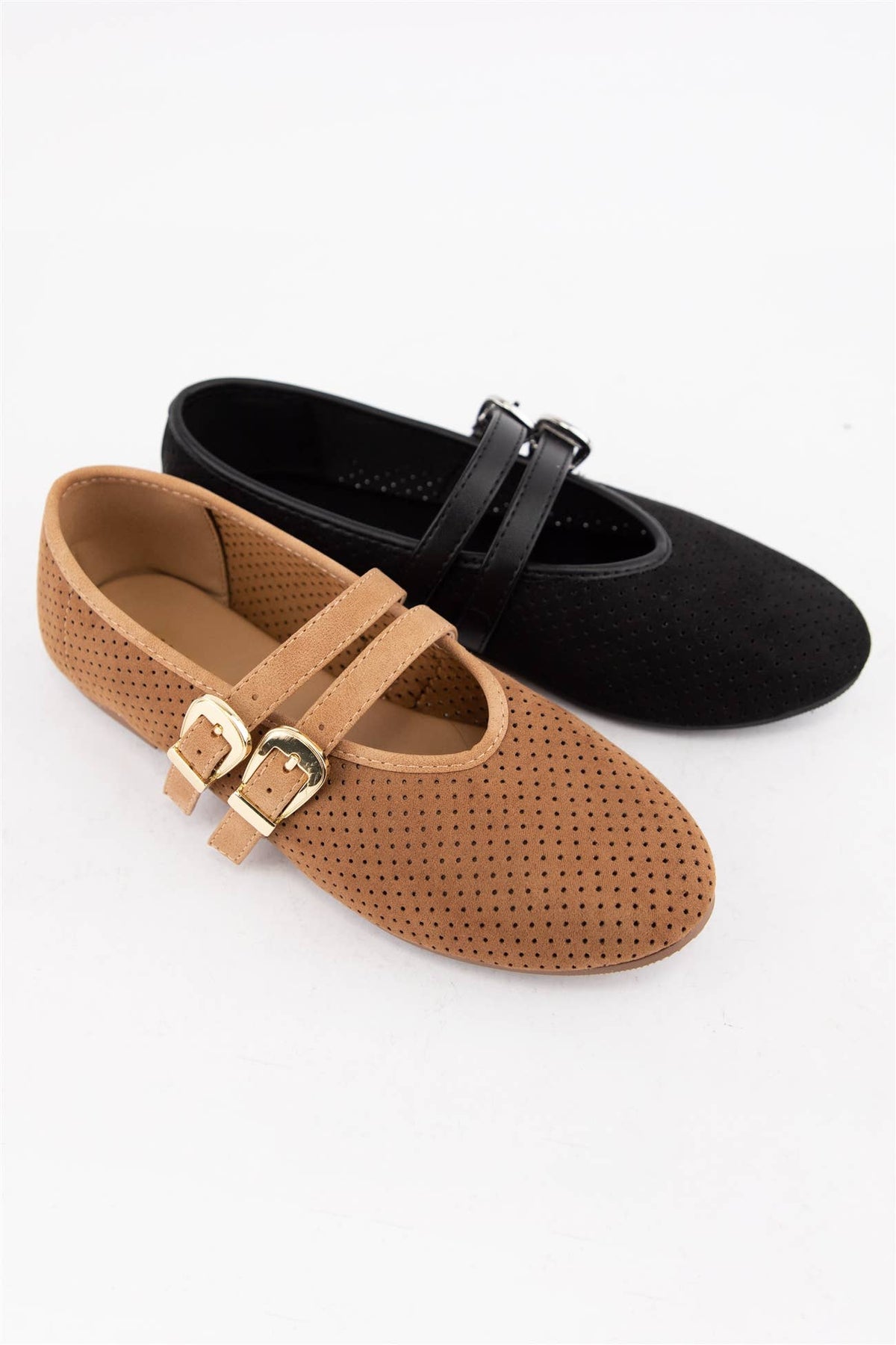 GLORY Perforated Mary Jane Flats