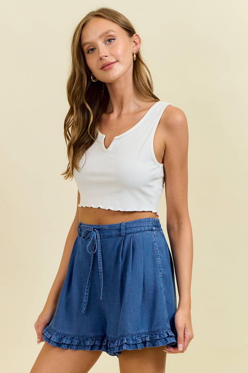 TENCEL RUFFLE SHORTS