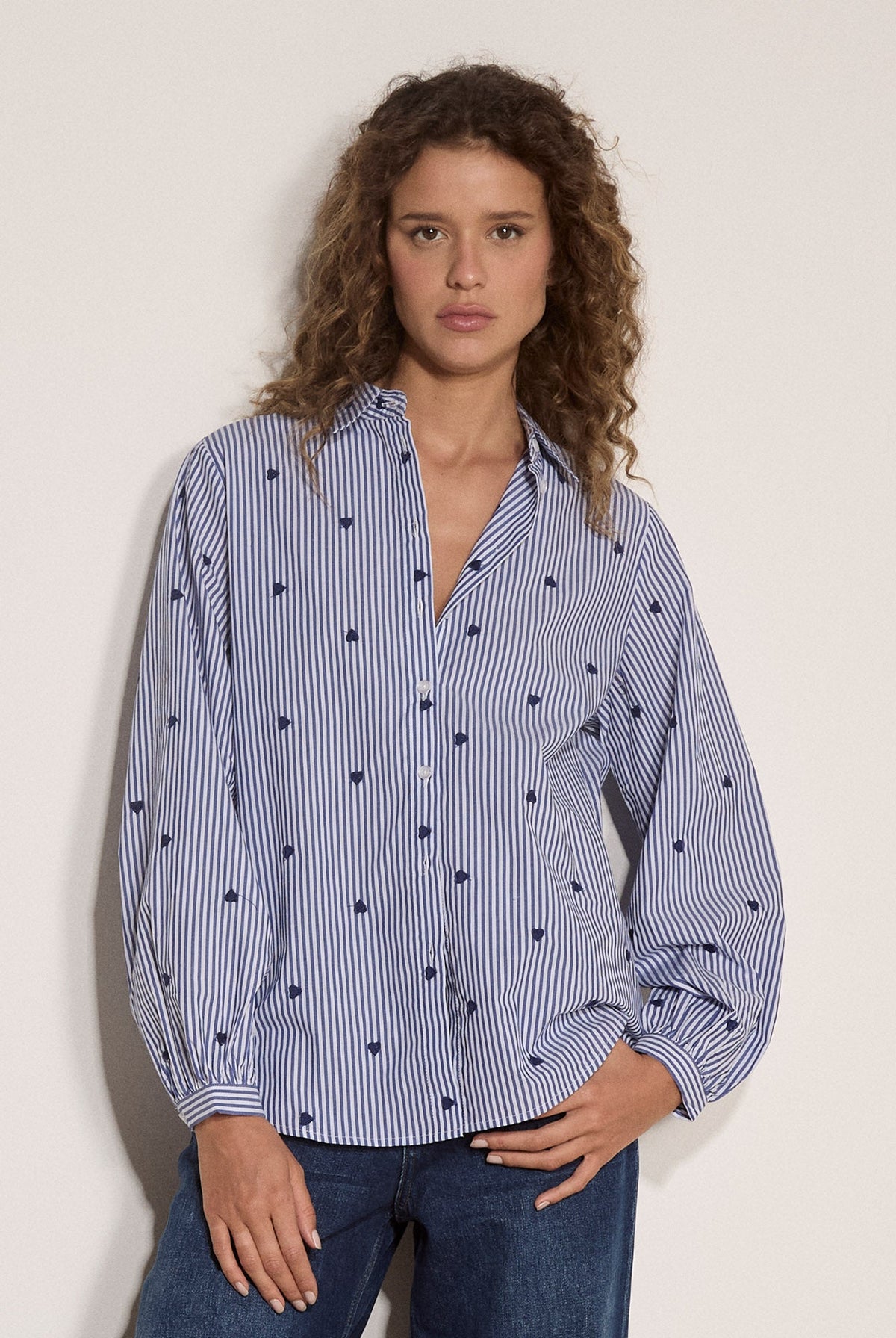 Hearts & Stripes button down top