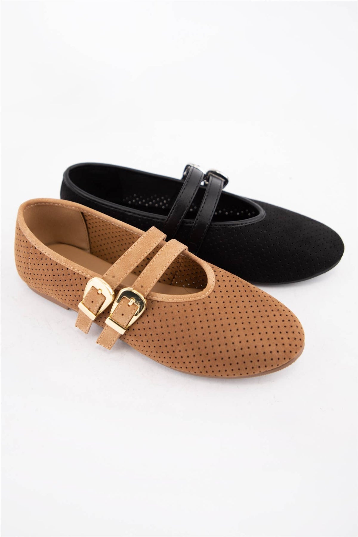 GLORY Perforated Mary Jane Flats