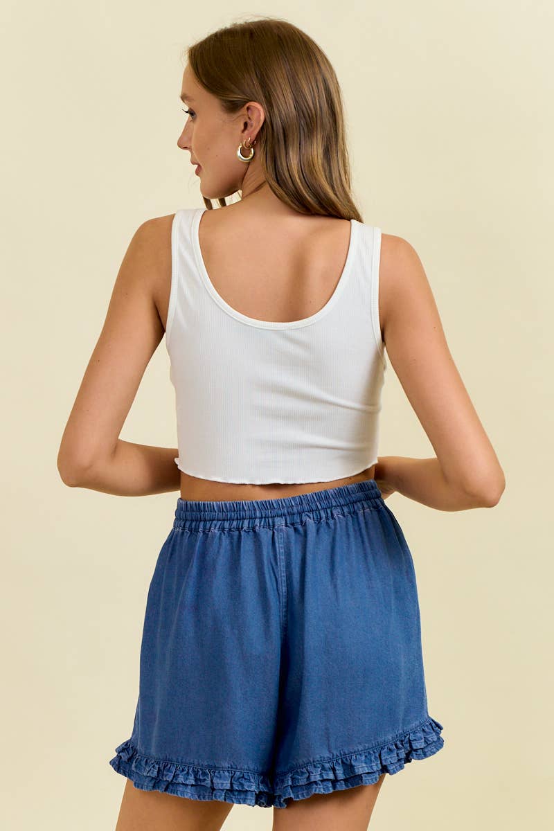 TENCEL RUFFLE SHORTS