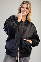 Faux Leather Bomber w/zipper detail