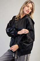 Faux Leather Bomber w/zipper detail
