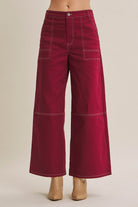 Contrast Stitch Stretchy Twill Pants