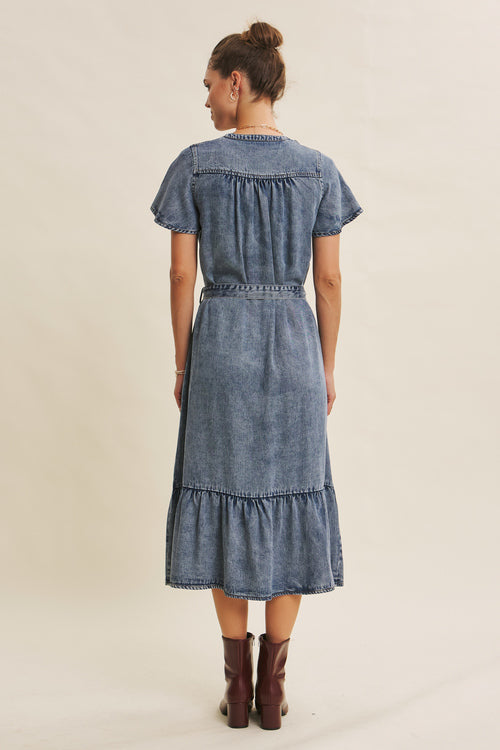 WASHED TENCEL DENIM BUTTON Down Dress