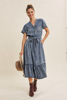 WASHED TENCEL DENIM BUTTON Down Dress