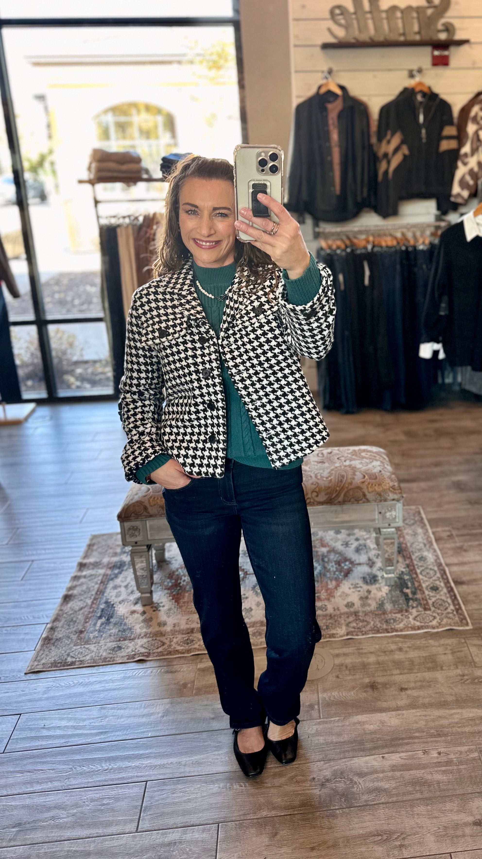 Houndstooth shacket