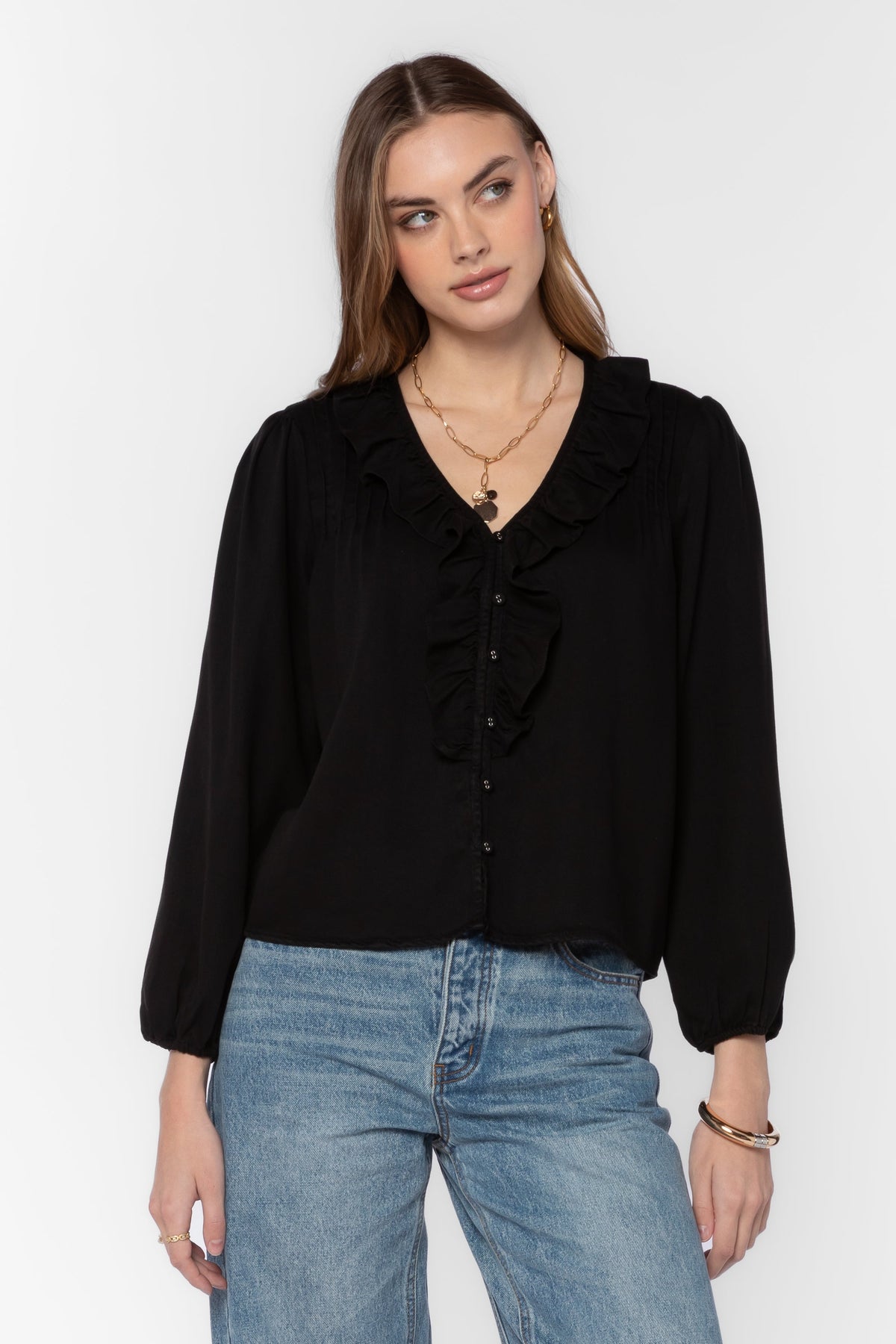 Kiki Ruffle Button Down Blouse
