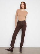Straight Leg Colored Twill Pants  With Elastic Inside Waist