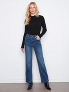 Straight Leg Jeans w/front panel