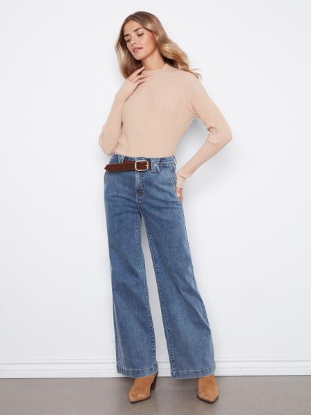 Flare Wide Leg Pants With Attached  Removable Bel