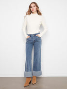 Cropped Wide Leg Cuffed Pants