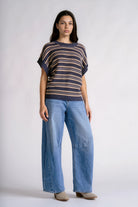 Stripe Short Sleeve Sweater