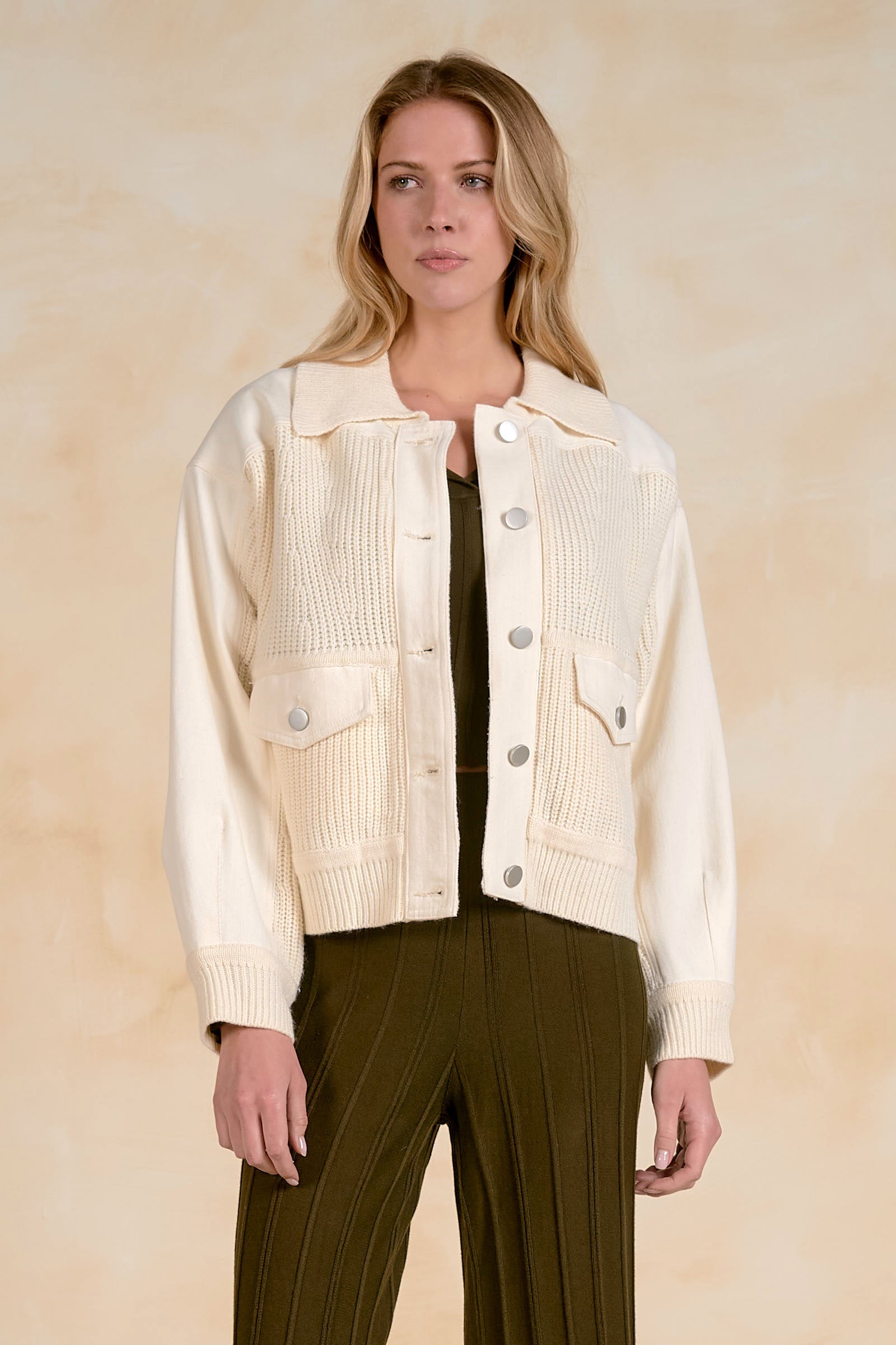 Mixed Media Sweater Jacket