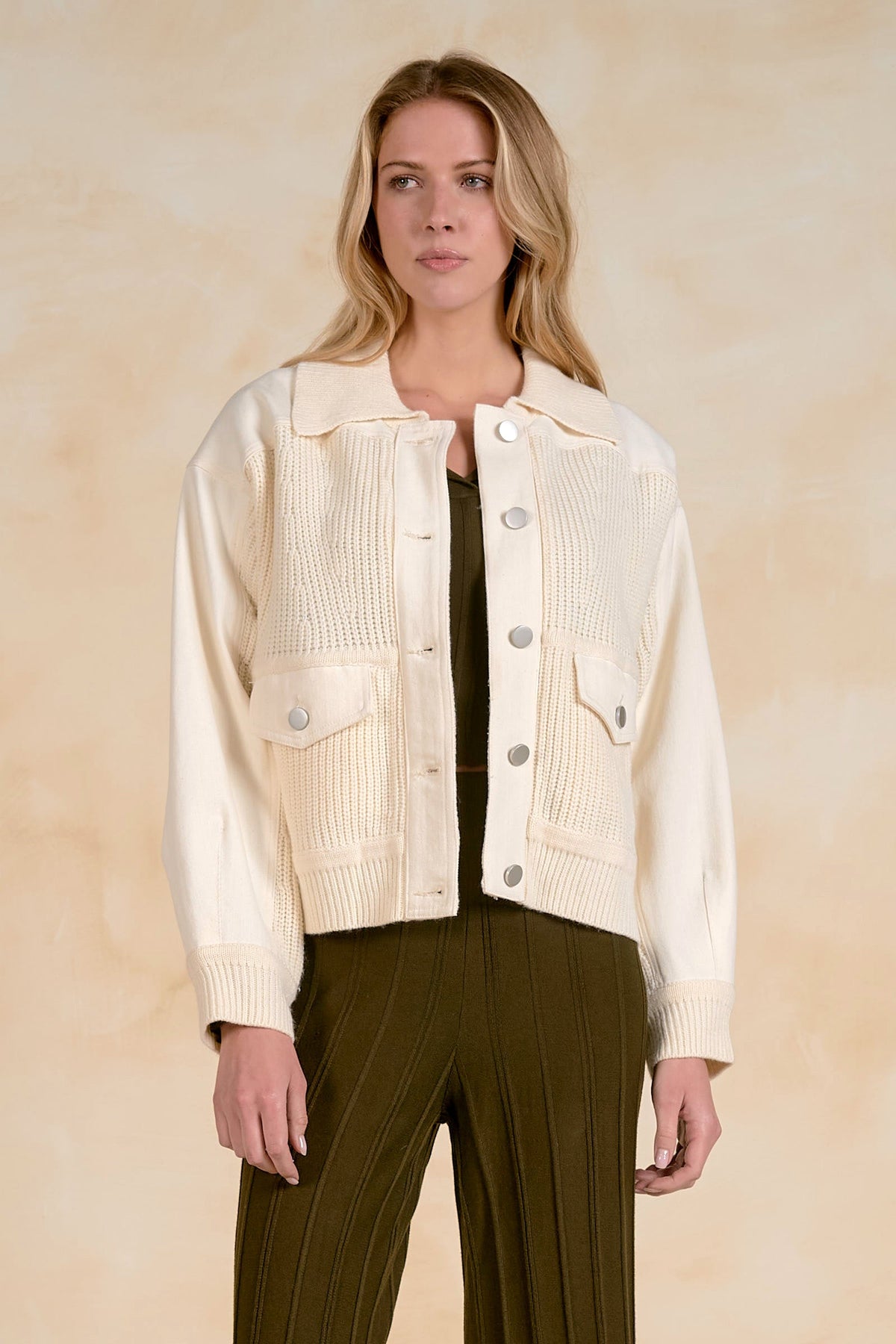 Mixed Media Sweater Jacket