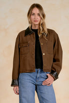 Leather Trim Barn Jacket