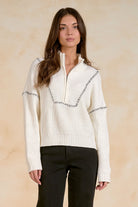 1/4 Zip Optic White Sweater