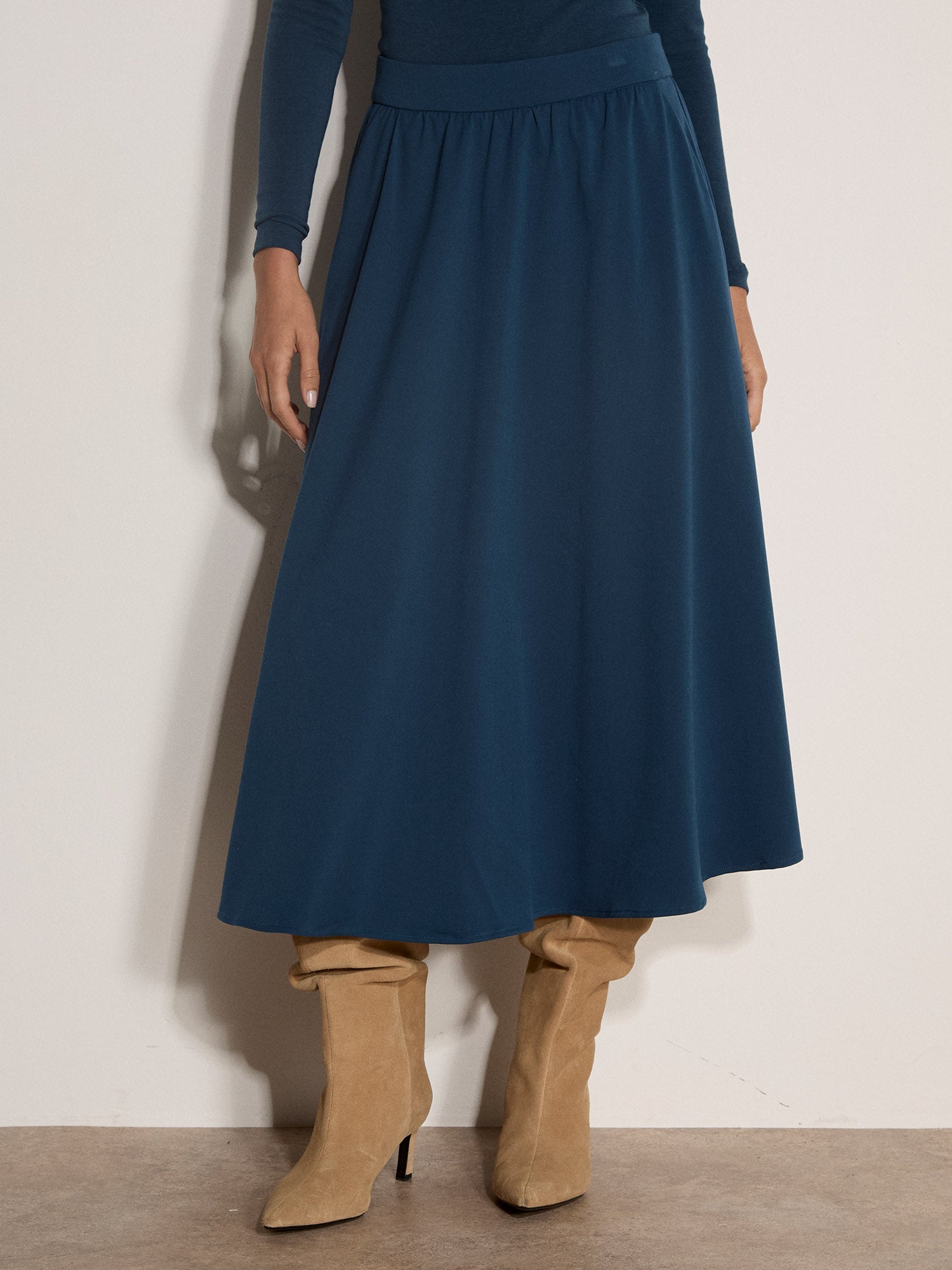 Brushed Twill Midi Skirt
